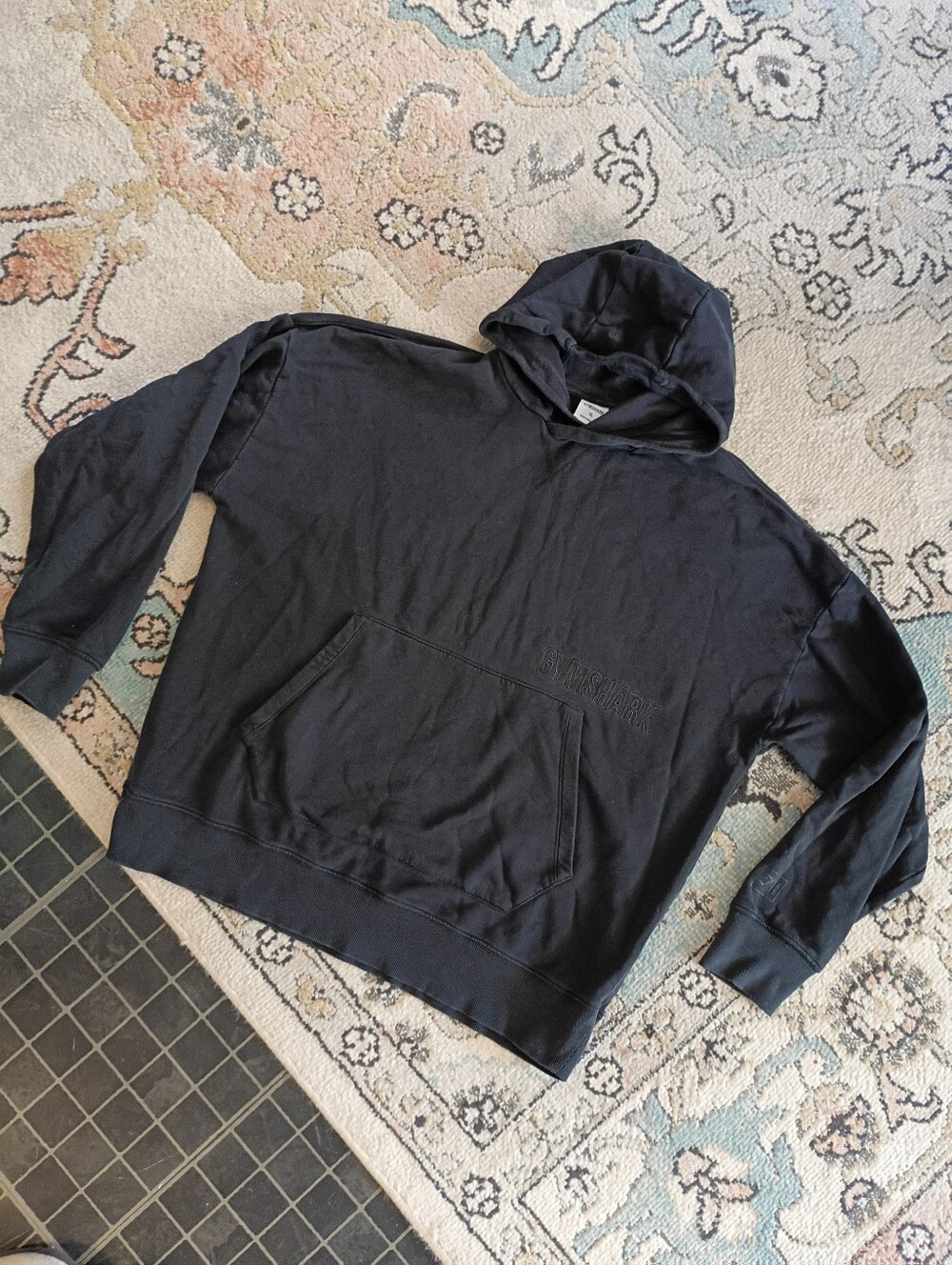 Gymshark Black Hooded Sweatshirt with Kangaroo Pocket